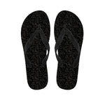 Black And Grey Western Floral Print Flip Flops