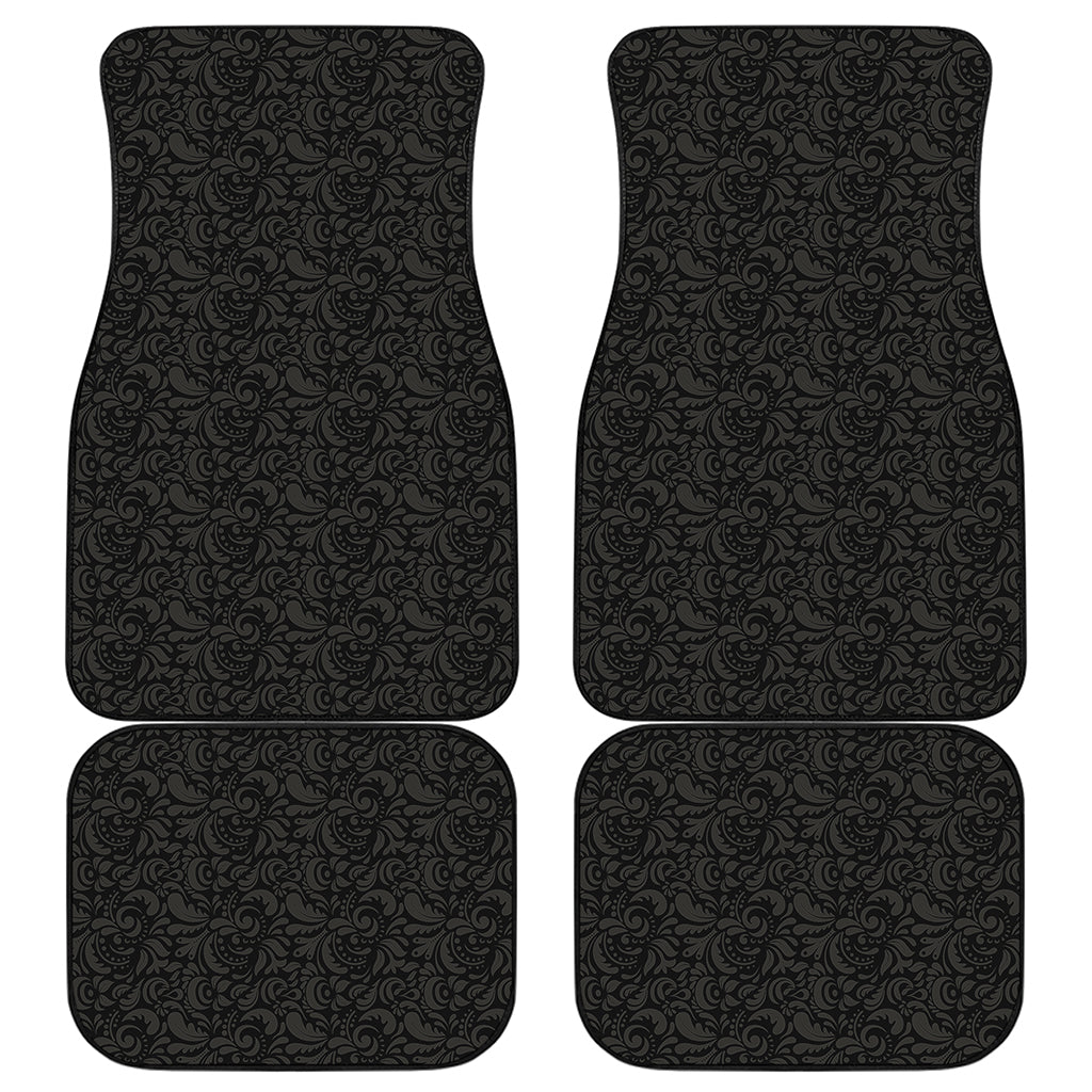 Black And Grey Western Floral Print Front and Back Car Floor Mats