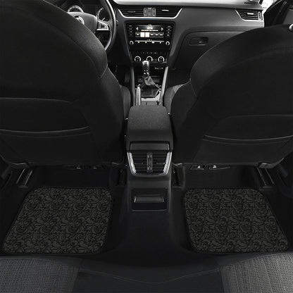 Black And Grey Western Floral Print Front and Back Car Floor Mats