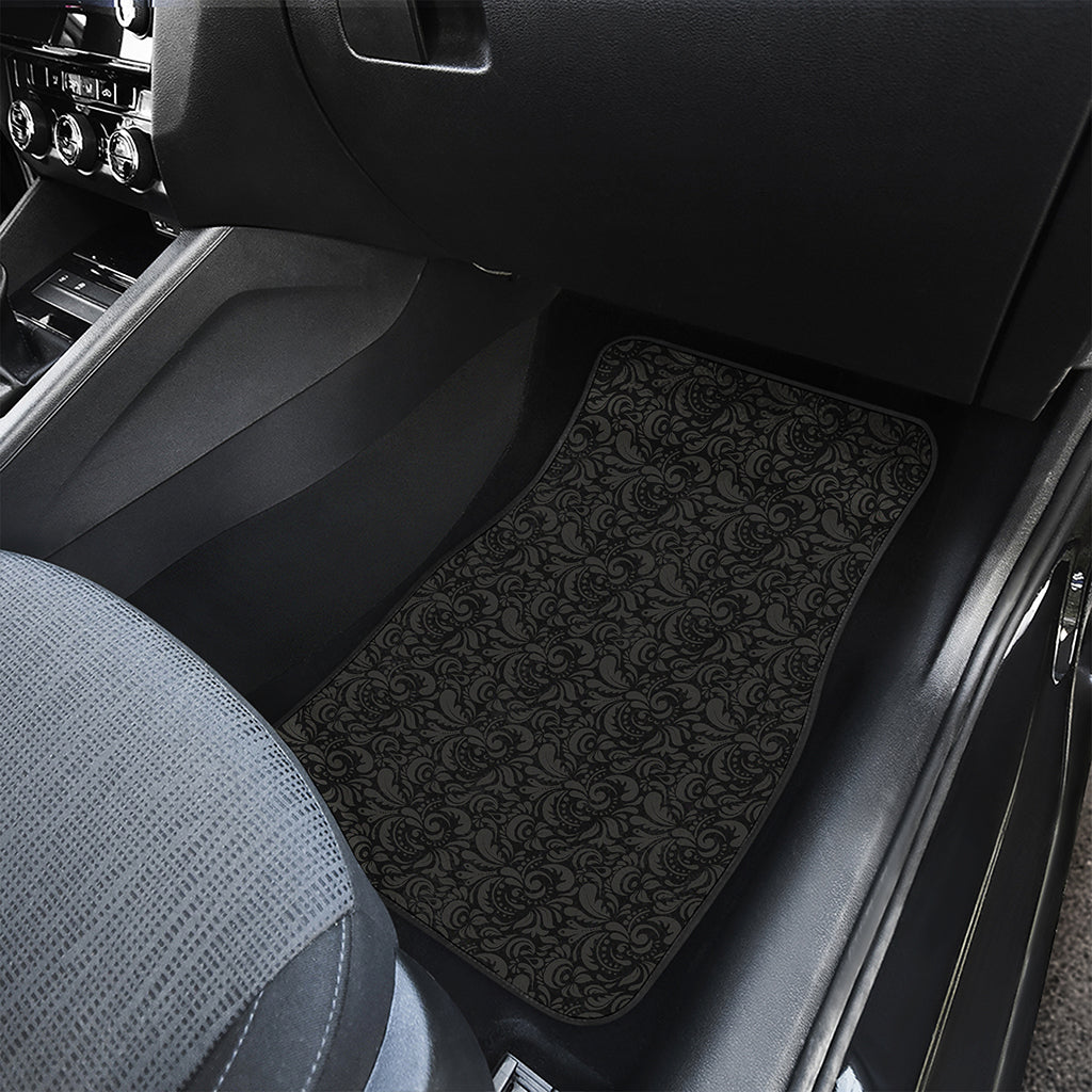 Black And Grey Western Floral Print Front and Back Car Floor Mats