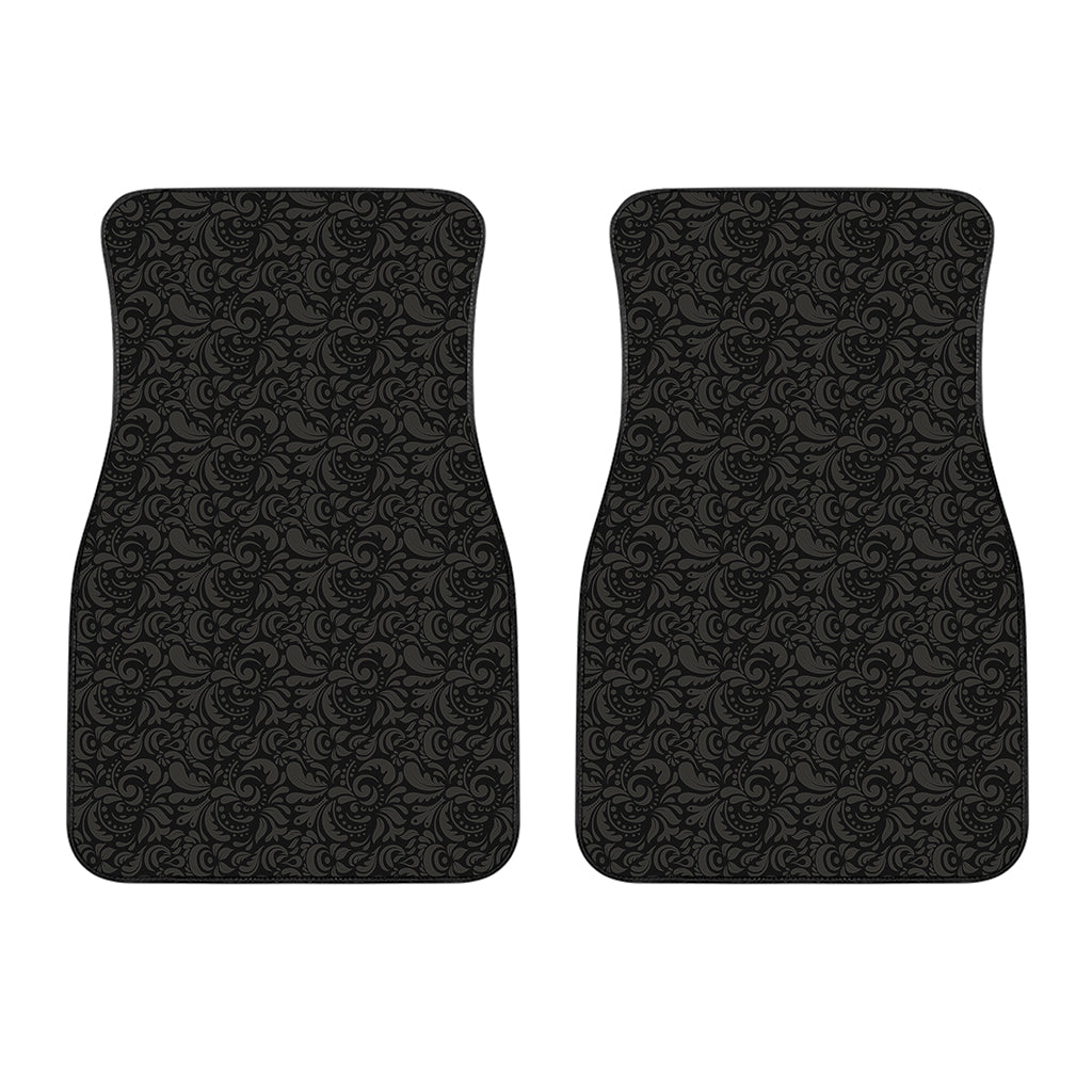 Black And Grey Western Floral Print Front Car Floor Mats