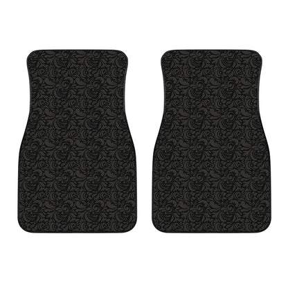 Black And Grey Western Floral Print Front Car Floor Mats