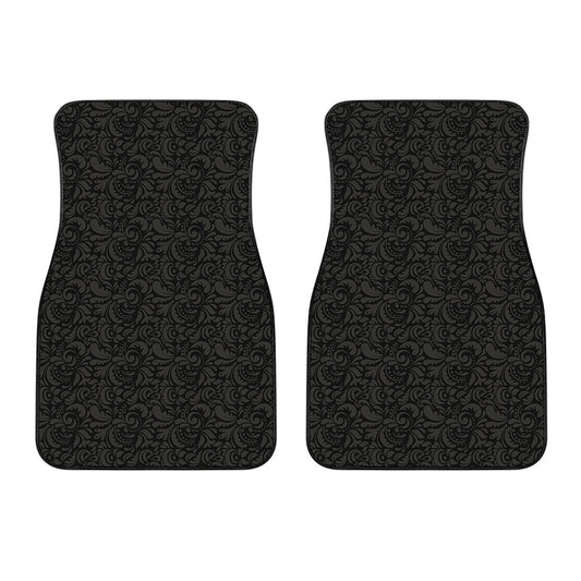 Black And Grey Western Floral Print Front Car Floor Mats