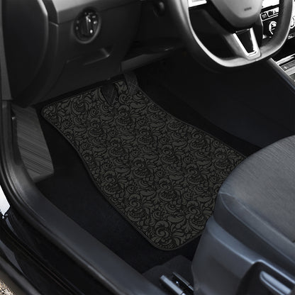 Black And Grey Western Floral Print Front Car Floor Mats