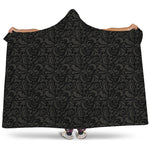 Black And Grey Western Floral Print Hooded Blanket