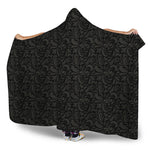 Black And Grey Western Floral Print Hooded Blanket