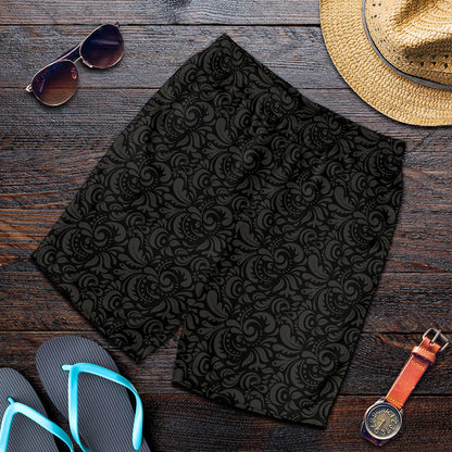 Black And Grey Western Floral Print Men's Shorts