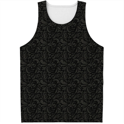 Black And Grey Western Floral Print Men's Tank Top