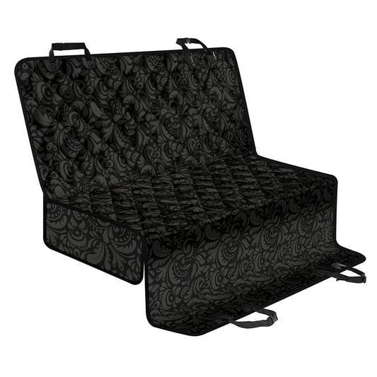 Black And Grey Western Floral Print Pet Car Back Seat Cover