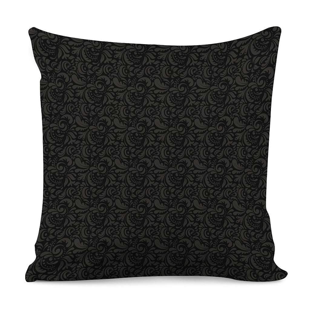 Black And Grey Western Floral Print Pillow Cover