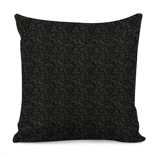 Black And Grey Western Floral Print Pillow Cover