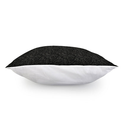 Black And Grey Western Floral Print Pillow Cover