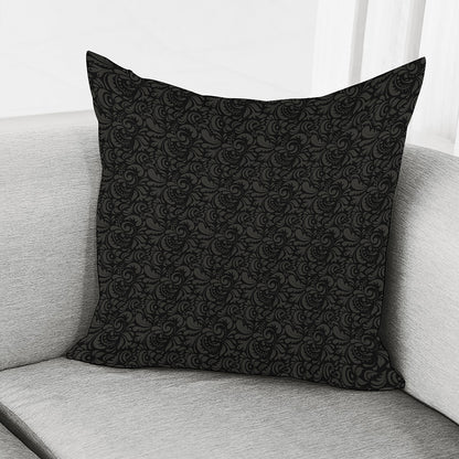 Black And Grey Western Floral Print Pillow Cover