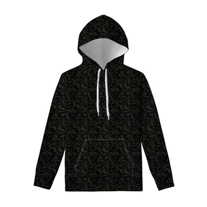 Black And Grey Western Floral Print Pullover Hoodie