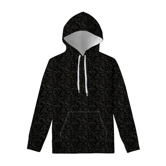 Black And Grey Western Floral Print Pullover Hoodie