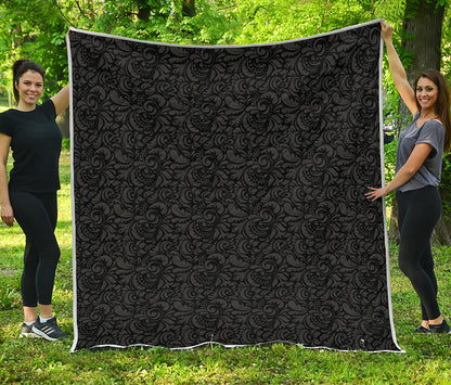 Black And Grey Western Floral Print Quilt