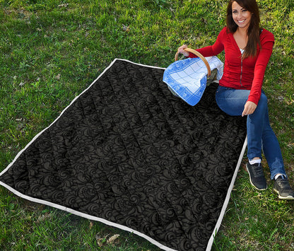 Black And Grey Western Floral Print Quilt