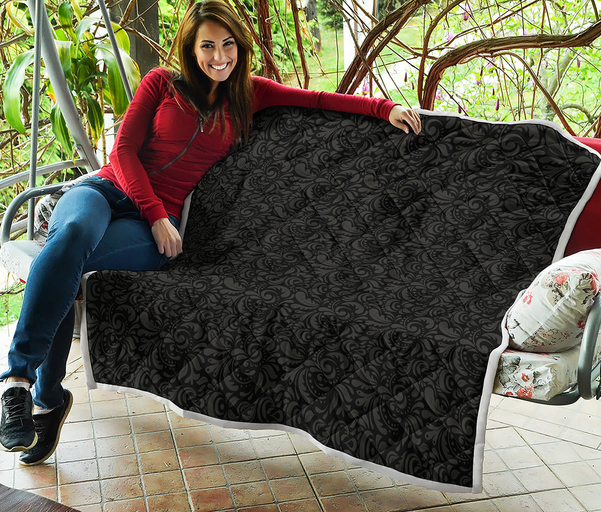 Black And Grey Western Floral Print Quilt
