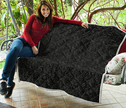 Black And Grey Western Floral Print Quilt