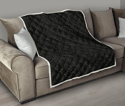 Black And Grey Western Floral Print Quilt