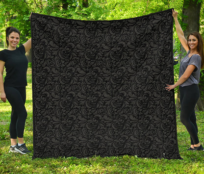 Black And Grey Western Floral Print Quilt