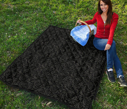 Black And Grey Western Floral Print Quilt