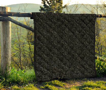 Black And Grey Western Floral Print Quilt