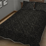 Black And Grey Western Floral Print Quilt Bed Set