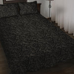 Black And Grey Western Floral Print Quilt Bed Set