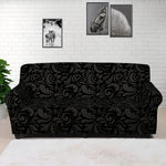 Black And Grey Western Floral Print Sofa Cover