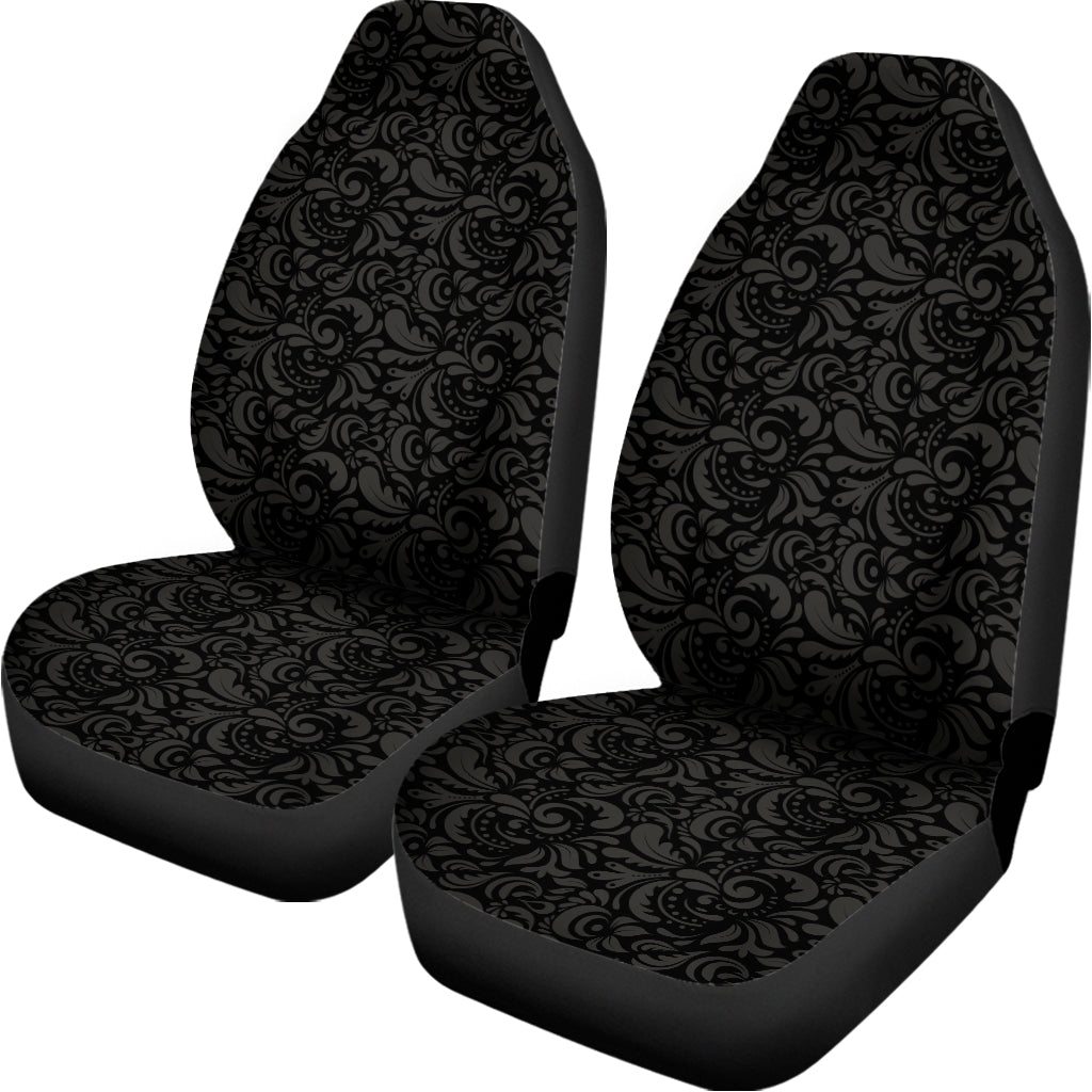 Black And Grey Western Floral Print Universal Fit Car Seat Covers