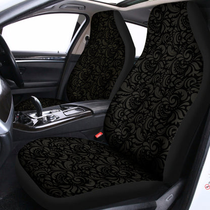 Black And Grey Western Floral Print Universal Fit Car Seat Covers