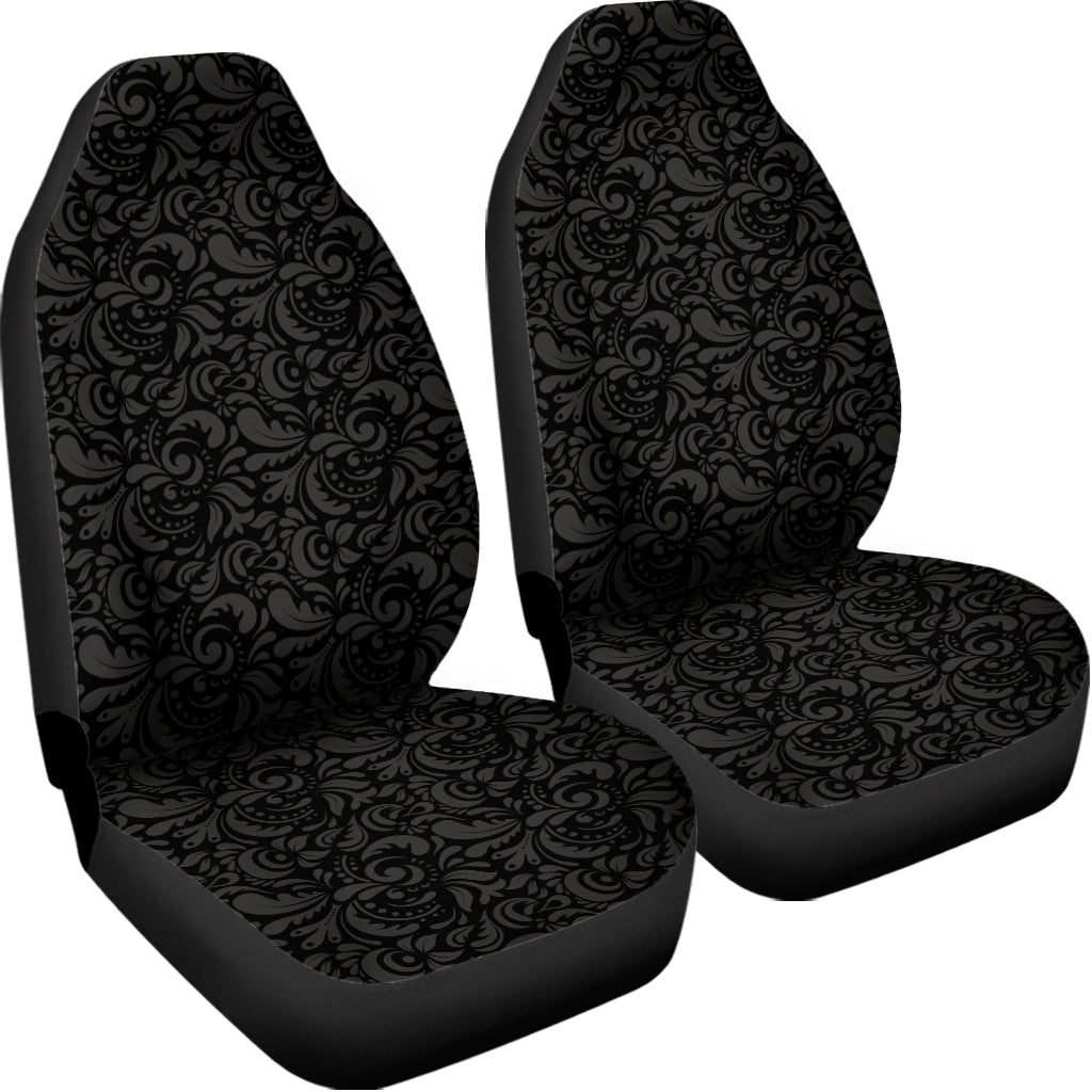 Black And Grey Western Floral Print Universal Fit Car Seat Covers
