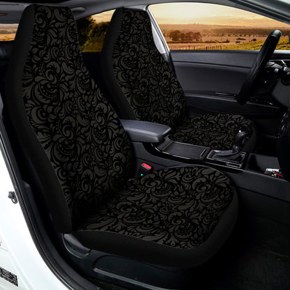 Black And Grey Western Floral Print Universal Fit Car Seat Covers