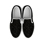 Black And Grey Western Floral Print White Slip On Shoes