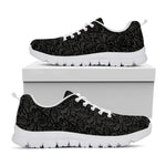 Black And Grey Western Floral Print White Sneakers