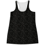 Black And Grey Western Floral Print Women's Racerback Tank Top