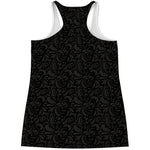 Black And Grey Western Floral Print Women's Racerback Tank Top