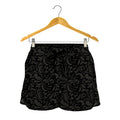Black And Grey Western Floral Print Women's Shorts