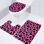 Black And Hot Pink Cow Print 3 Piece Bath Mat Set
