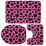 Black And Hot Pink Cow Print 3 Piece Bath Mat Set
