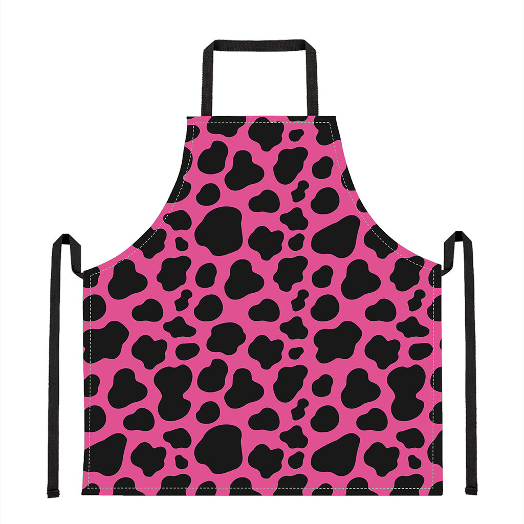 Black And Hot Pink Cow Print Apron