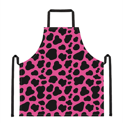 Black And Hot Pink Cow Print Apron