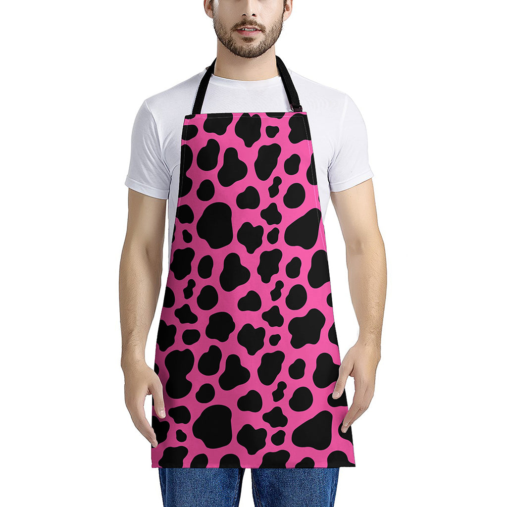 Black And Hot Pink Cow Print Apron