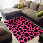 Black And Hot Pink Cow Print Area Rug GearFrost