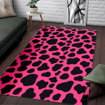 Black And Hot Pink Cow Print Area Rug GearFrost