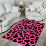 Black And Hot Pink Cow Print Area Rug GearFrost