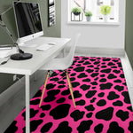 Black And Hot Pink Cow Print Area Rug GearFrost