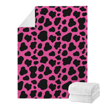 Black And Hot Pink Cow Print Blanket