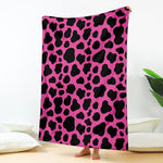 Black And Hot Pink Cow Print Blanket